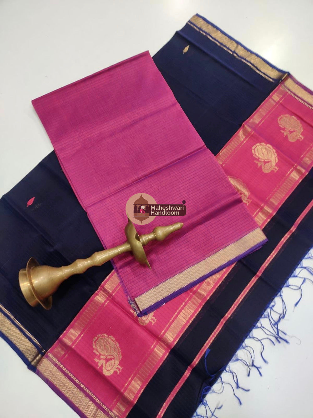 Onion Pink Maheshwari Butta Top Dupatta Suits
