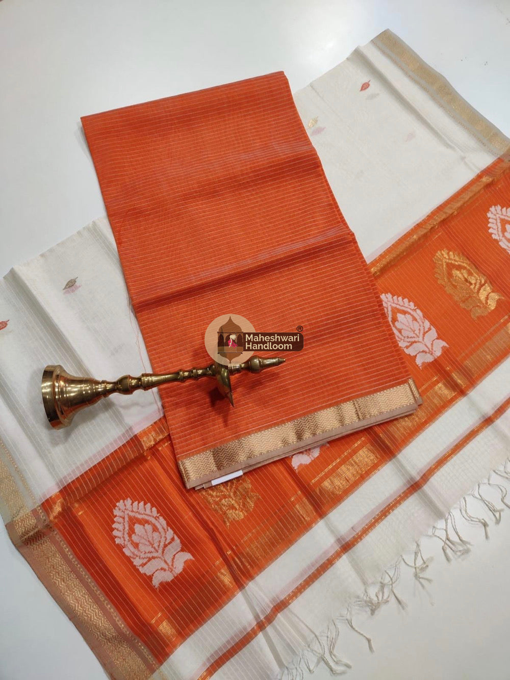 Orange Maheshwari Butta Top Dupatta Suits