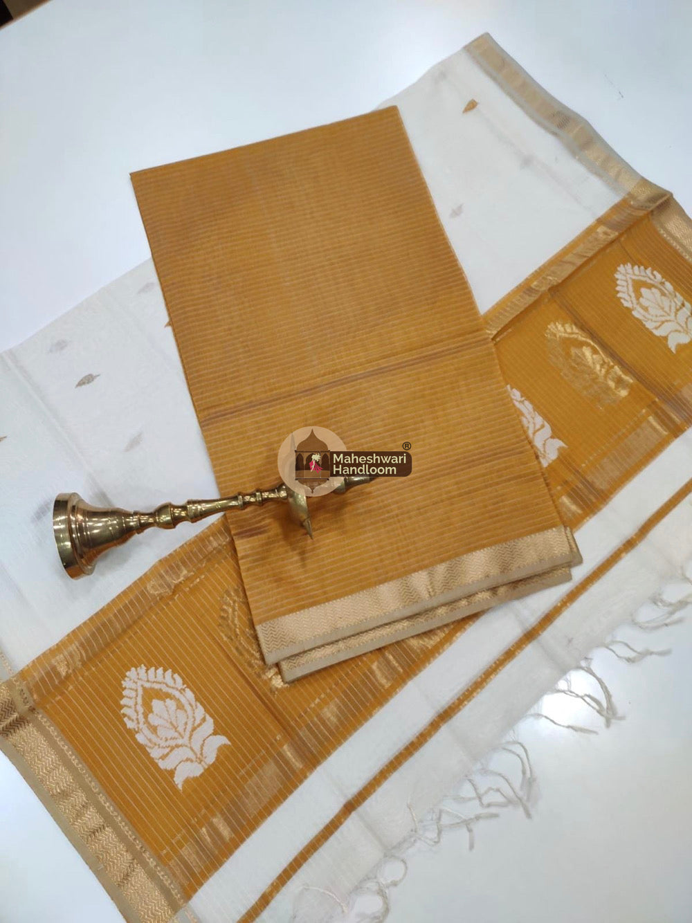 Golden Orange Maheshwari Butta Top Dupatta Suits