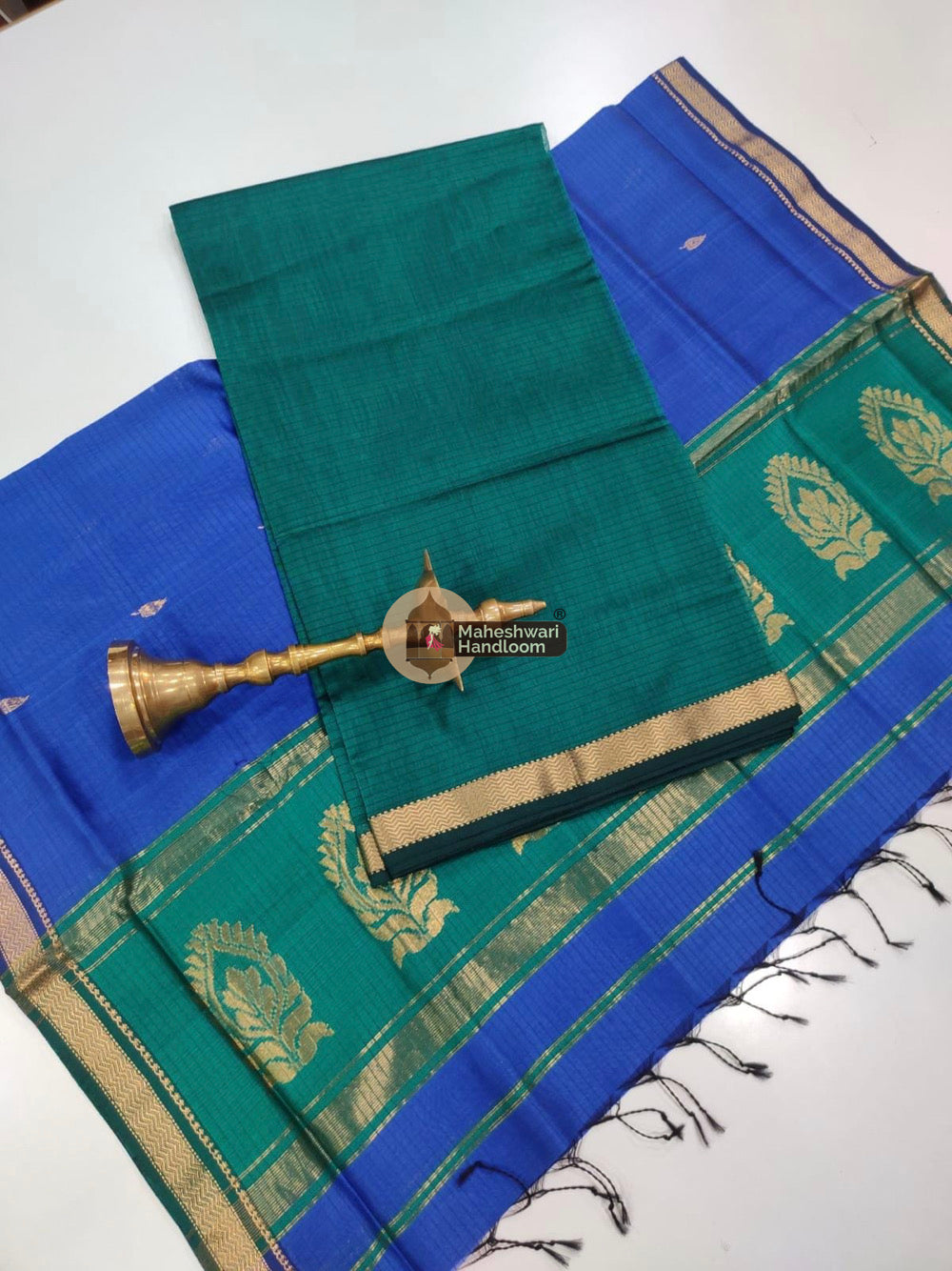 Green Maheshwari Butta Top Dupatta Suits