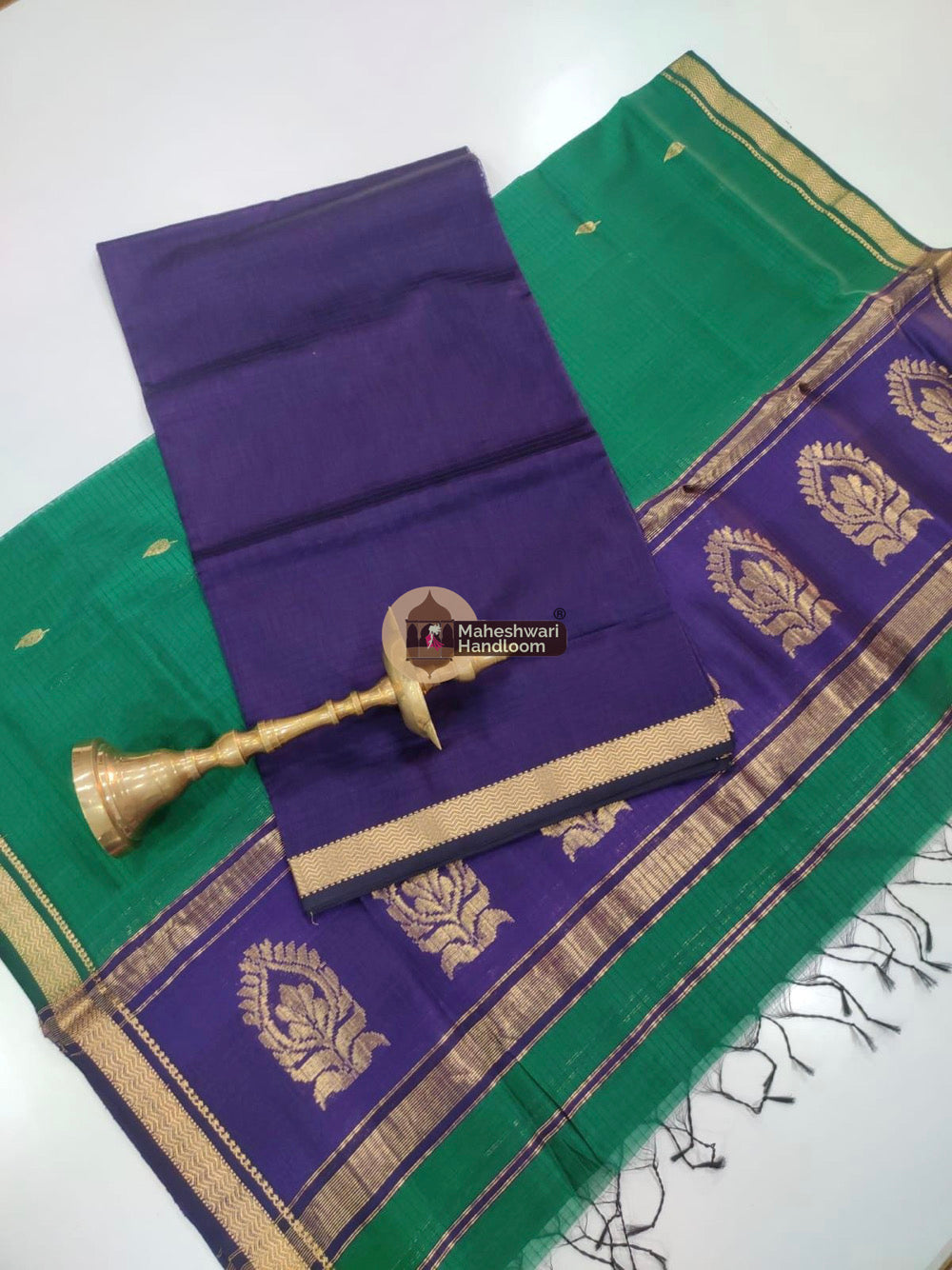 Purple Green Maheshwari Butta Top Dupatta Suits 