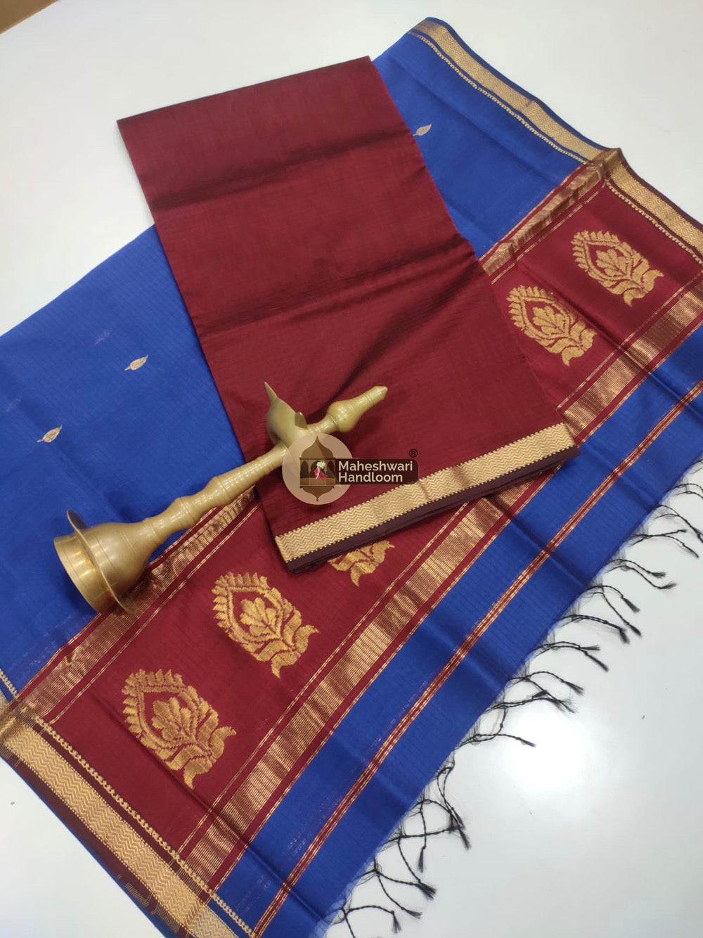 Maroon Maheshwari Butta Top Dupatta Suits