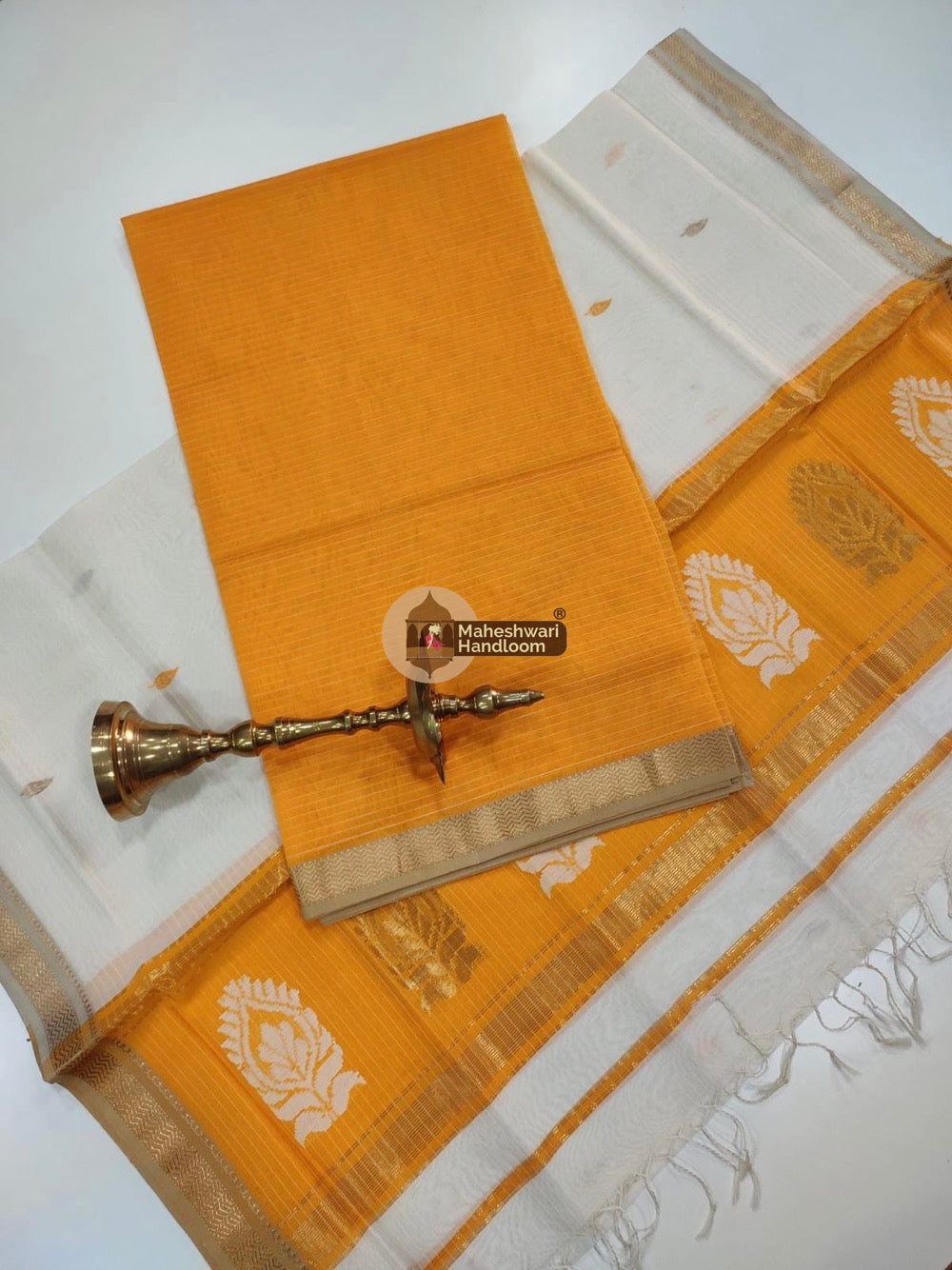 Dark Yellow Maheshwari Butta Top Dupatta Suits 