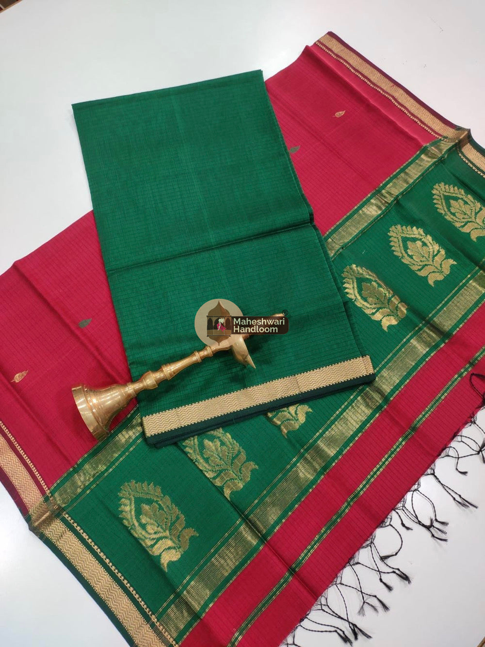 Red Green Maheshwari Butta Top Dupatta Suits