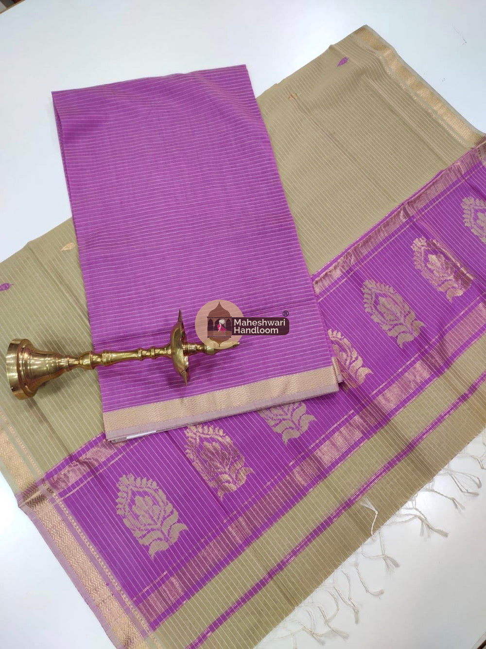 Purple Maheshwari Butta Top Dupatta Suits