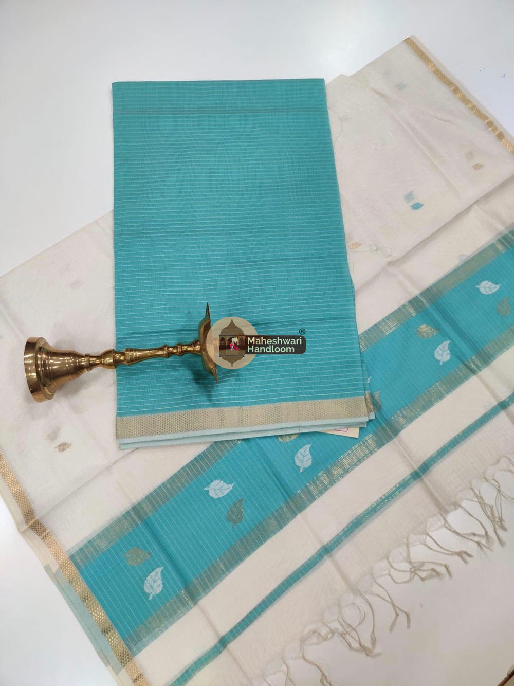 Light Blue Maheshwari Butta Top Dupatta Suits