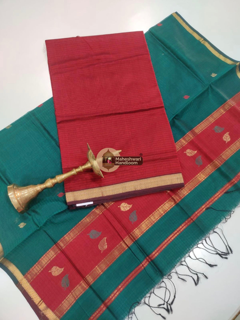 Red Green Maheshwari Butta Top Dupatta Suits 