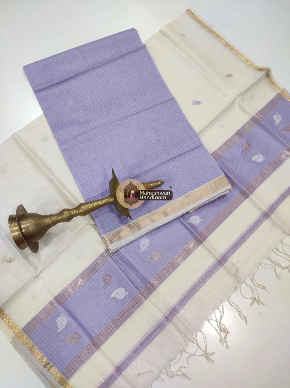 Lavender Maheshwari Butta Top Dupatta