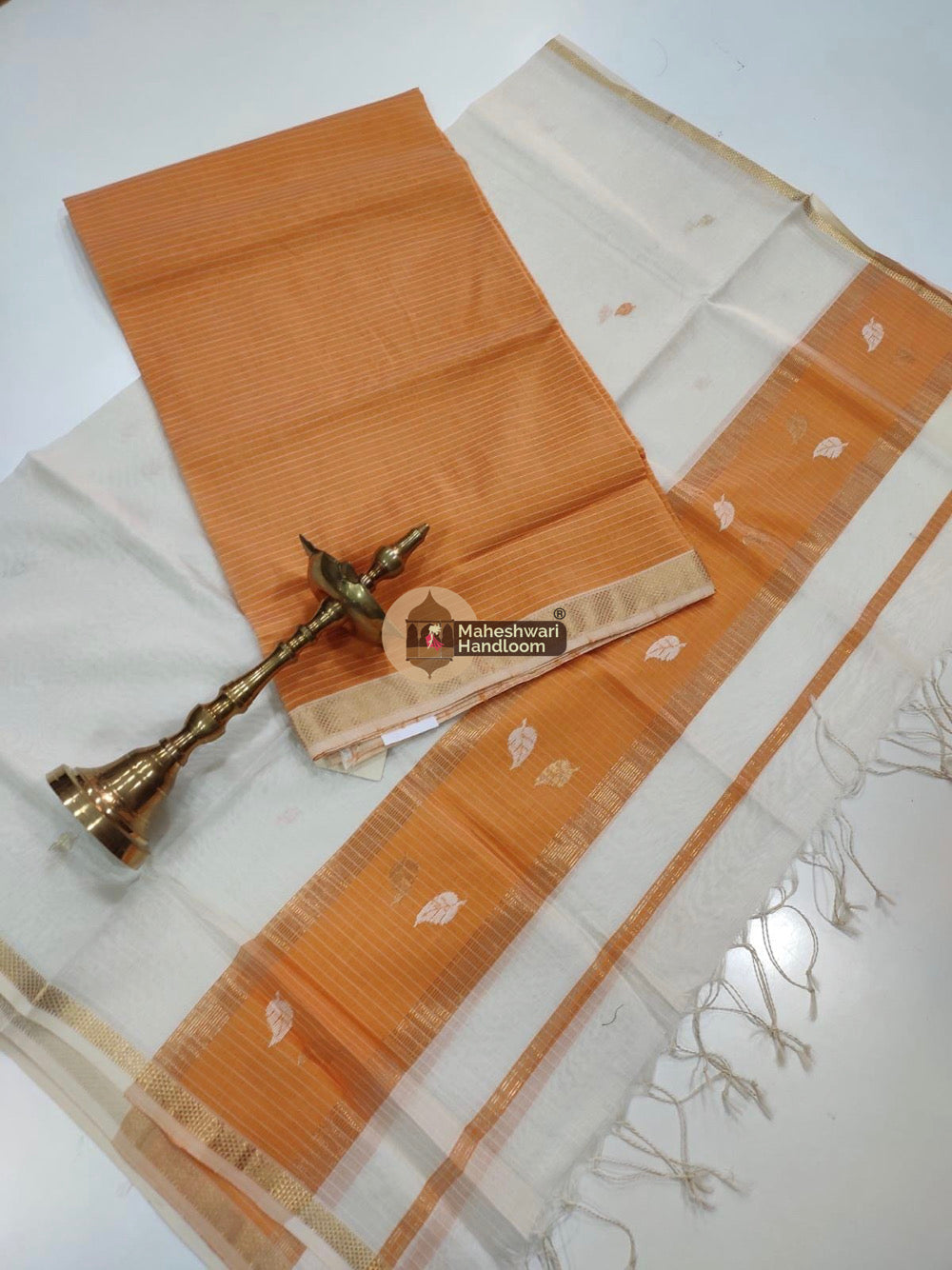 Orange Maheshwari Butta Top Dupatta Suits