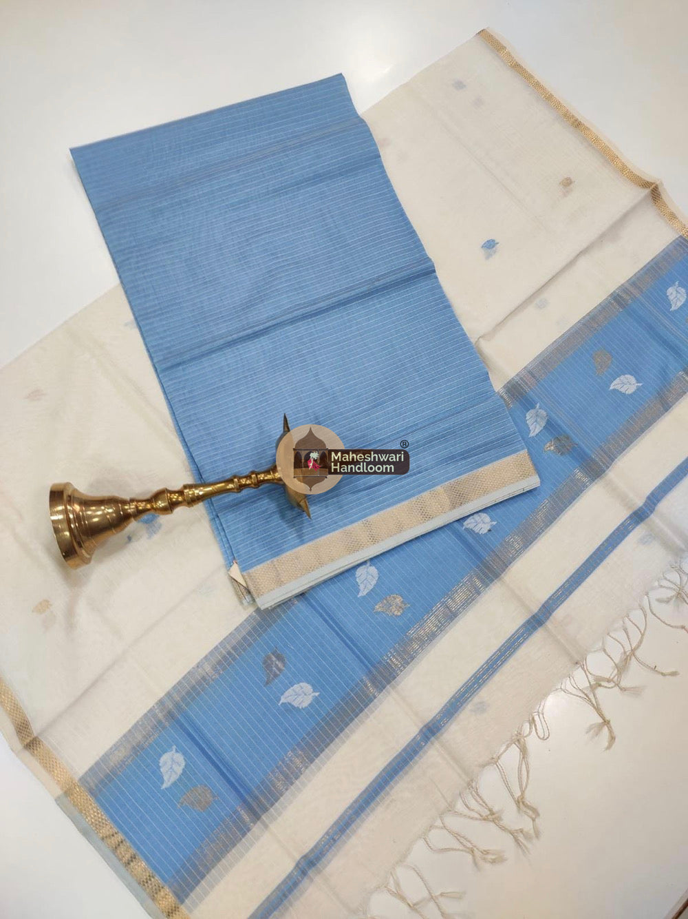 Blue Maheshwari Butta Top Dupatta Suits