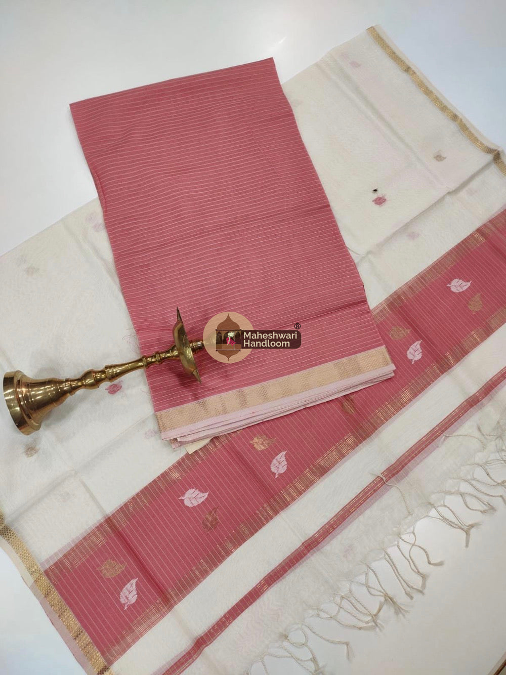 Light Pink Maheshwari Butta Top Dupatta Suits