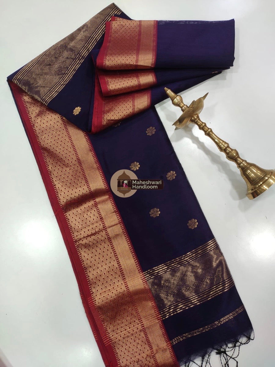 Maheshwari Violet Zari Butti Saree