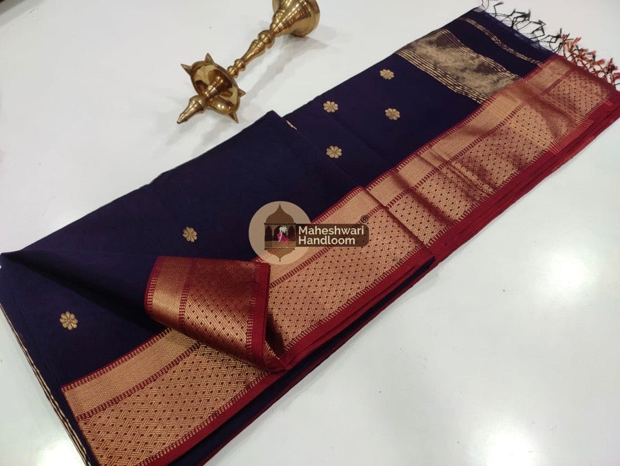 Maheshwari Violet Zari Butti Saree