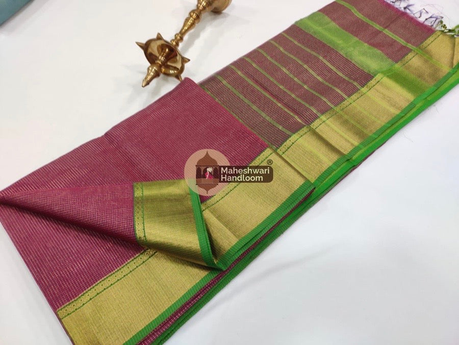 Onion Pink Maheshwari Tissue Checks Saree 