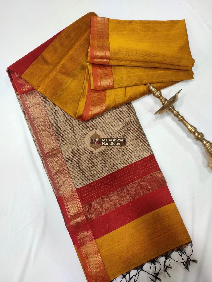 Maheshwari Mustard Gicha Pallu Saree 011
