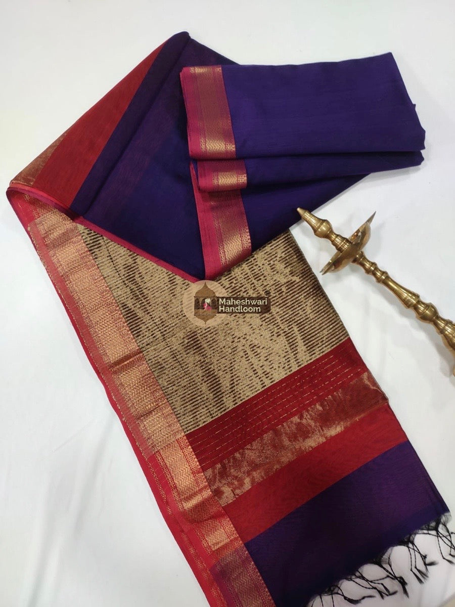 Maheshwari Violet Gicha Pallu Saree 012