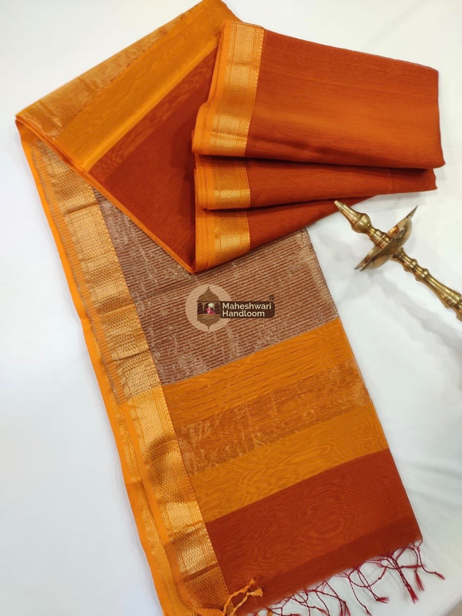 Maheshwari Mustard Yellow Gicha Pallu Saree 017