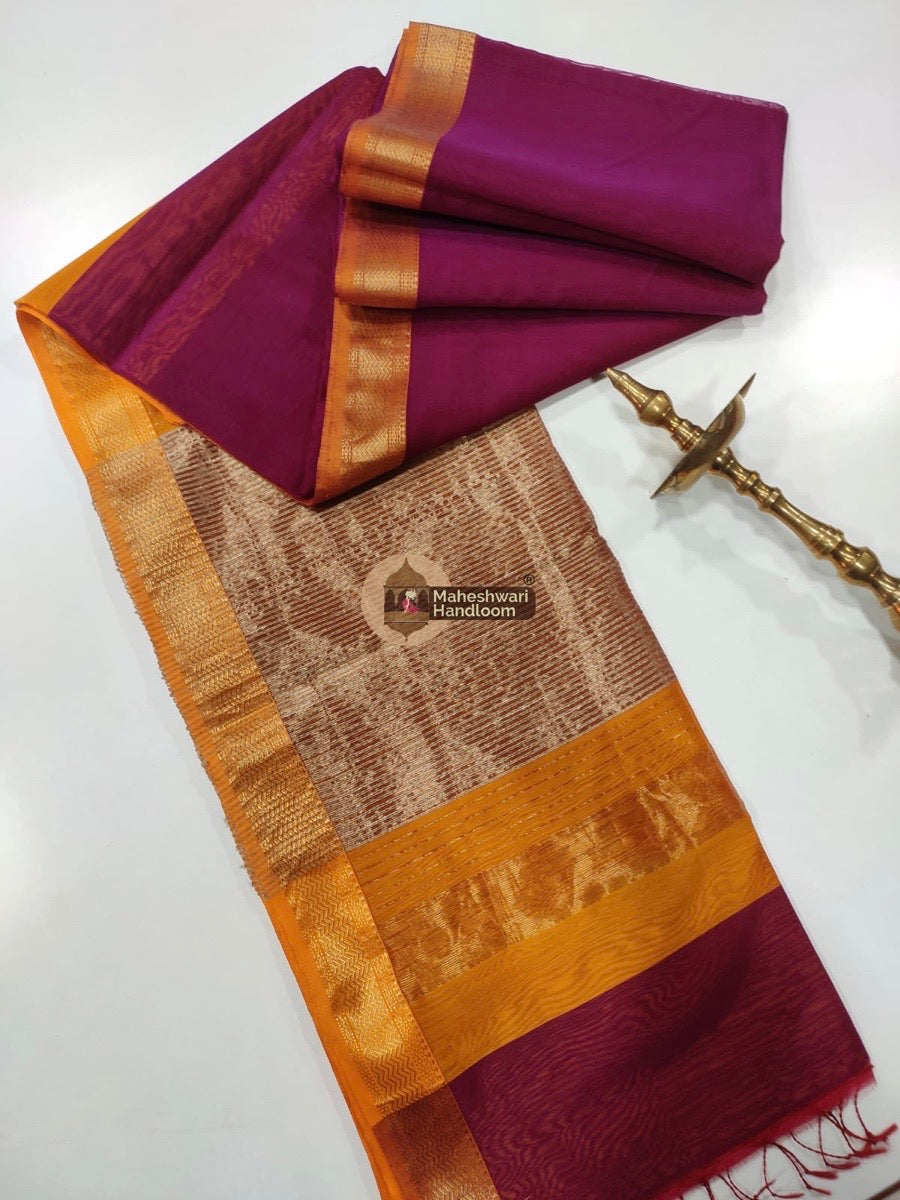 Maheshwari Magenta Pink Gicha Pallu Saree 