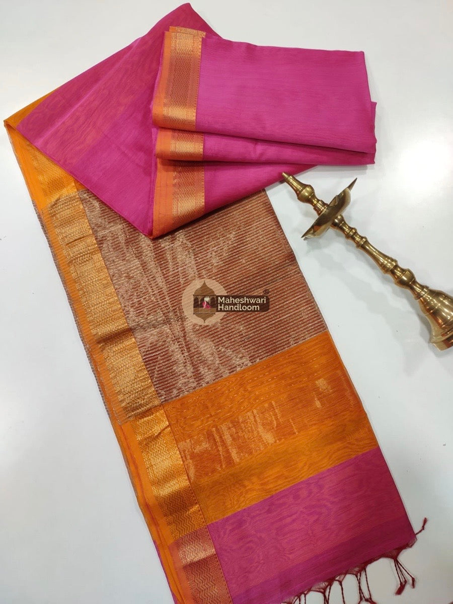 Maheshwari Pink Gicha Pallu Saree 030