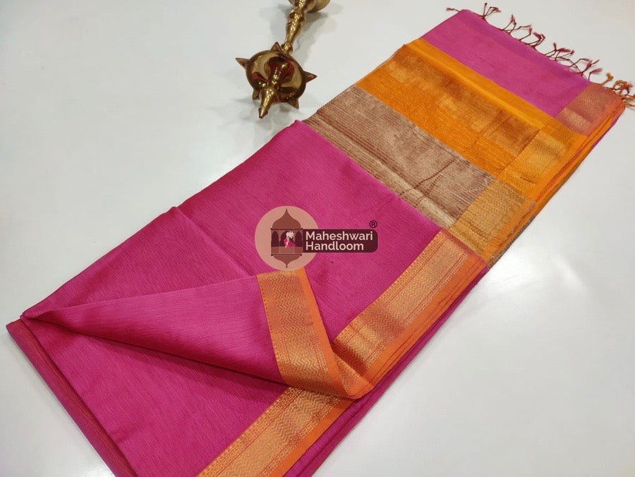 Maheshwari Pink Gicha Pallu Saree 030