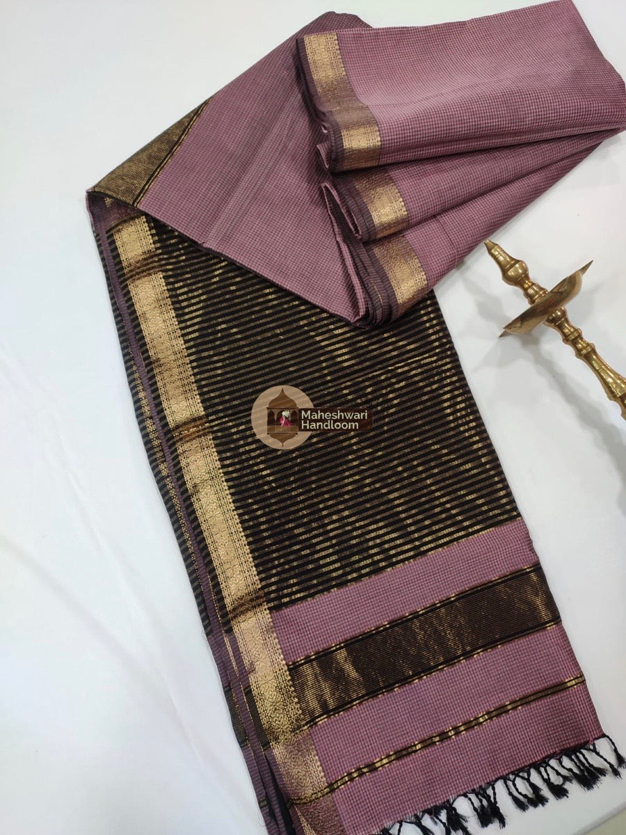 Maheshwari Purple Garbha Reshmi 75% Mulbury Silk Saree