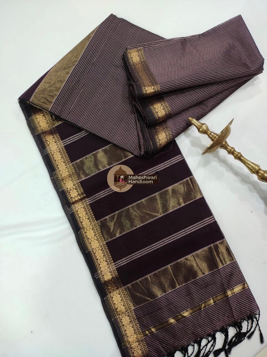 Maheshwari Grey Garbha Reshmi 75% Mulbury Silk Saree