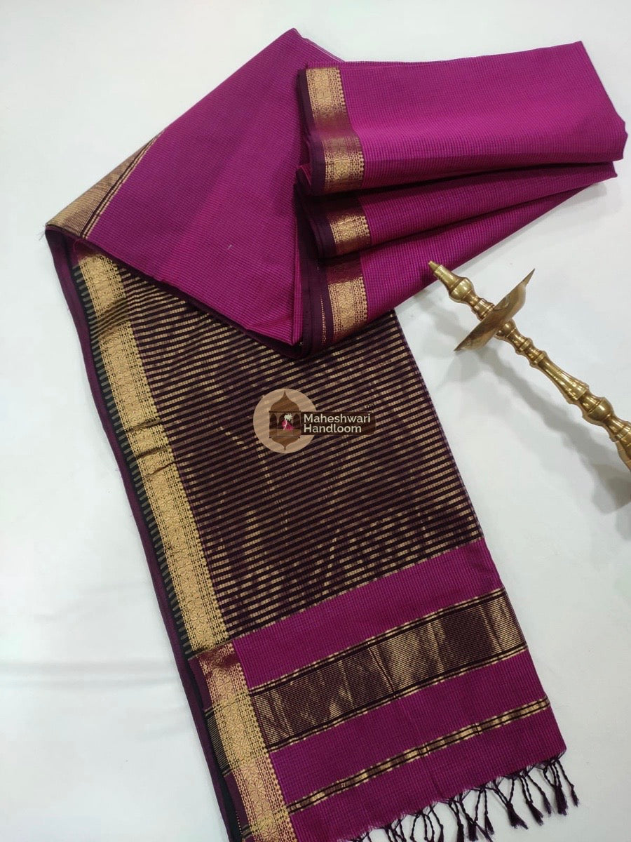 Maheshwari Purple Garbha Reshmi 75% Mulbury Silk Saree