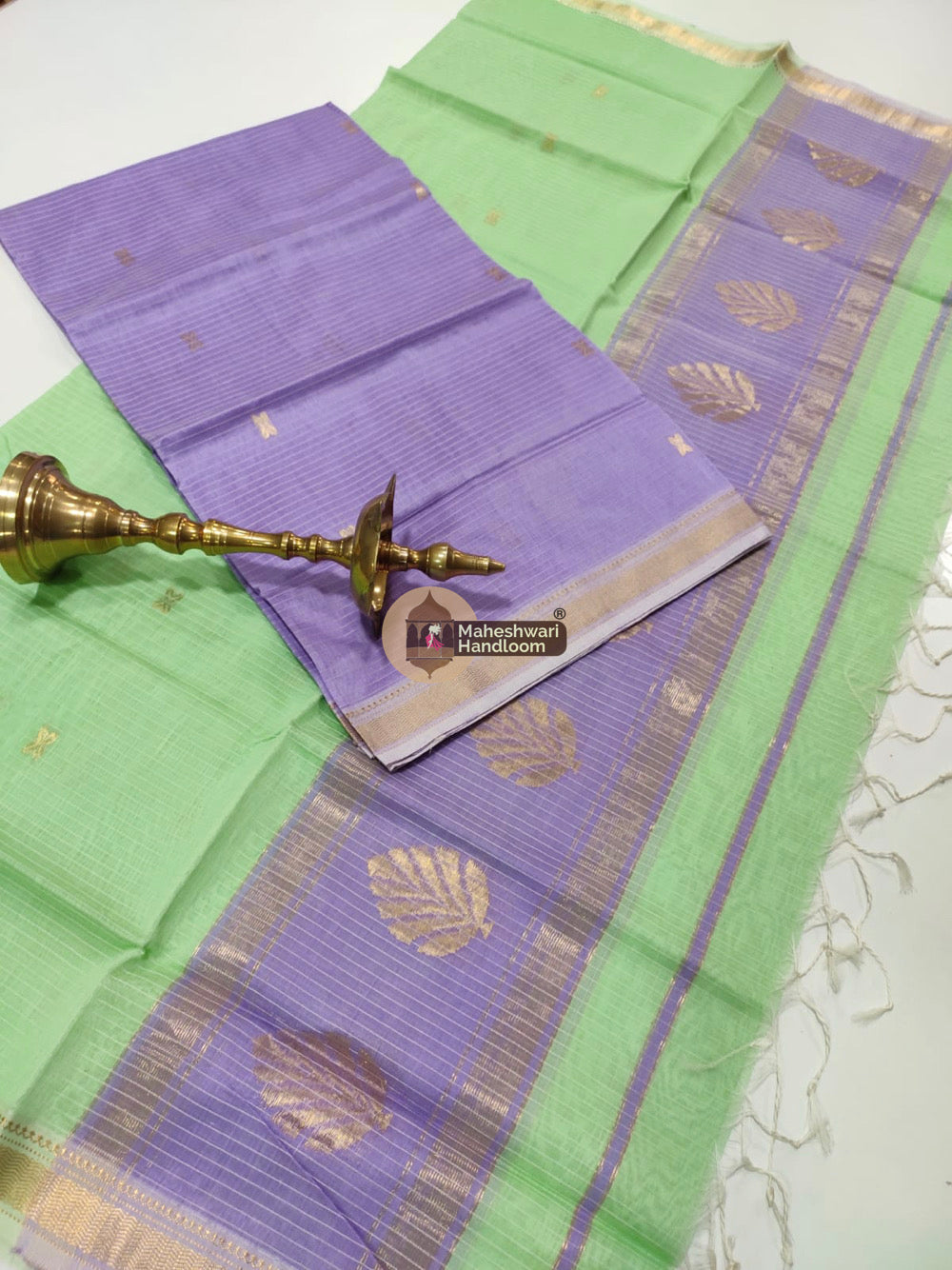 Maheshwari Lavender Katan Silk Top Dupatta Set