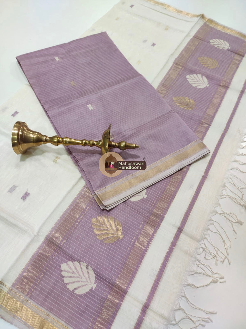 Maheshwari Purple Katan Silk Top Dupatta Set 
