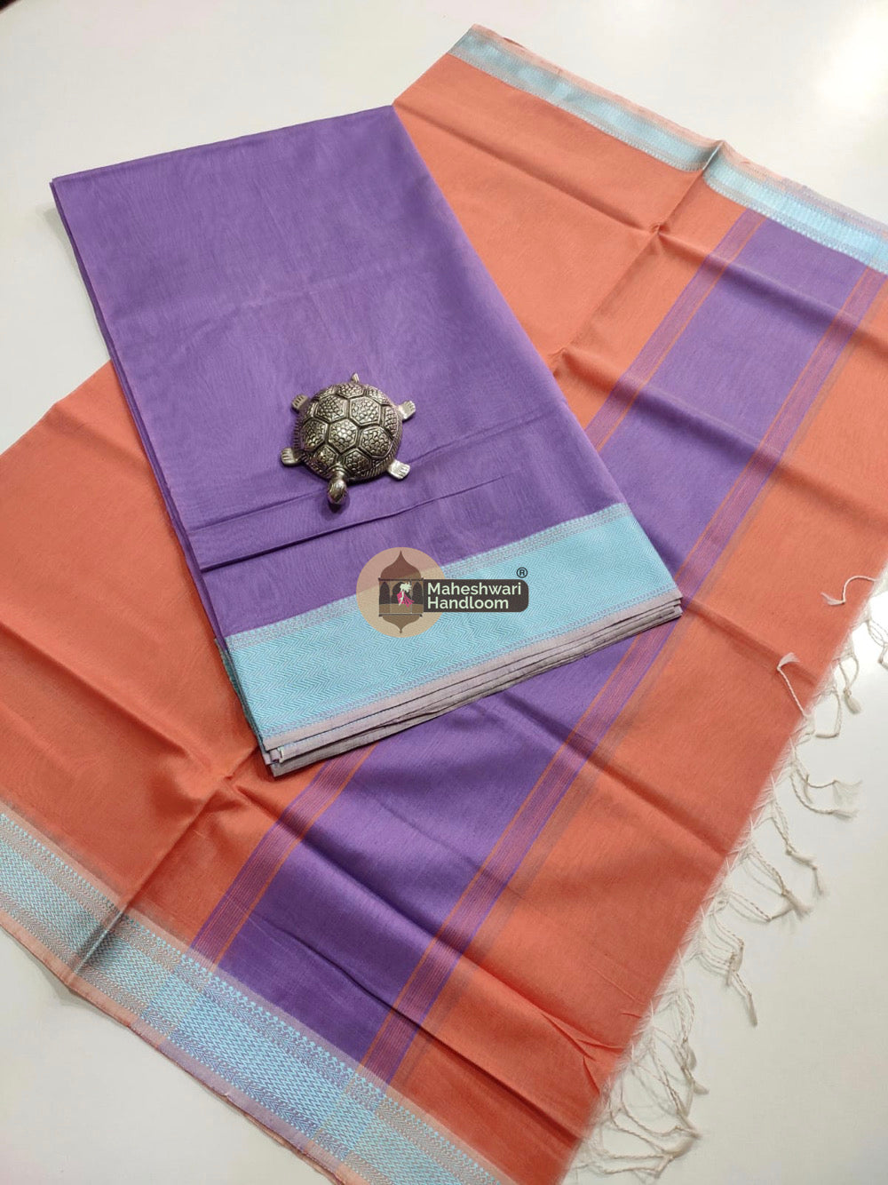 Maheshwari Light Purple Multicolor Border Top Dupatta Set