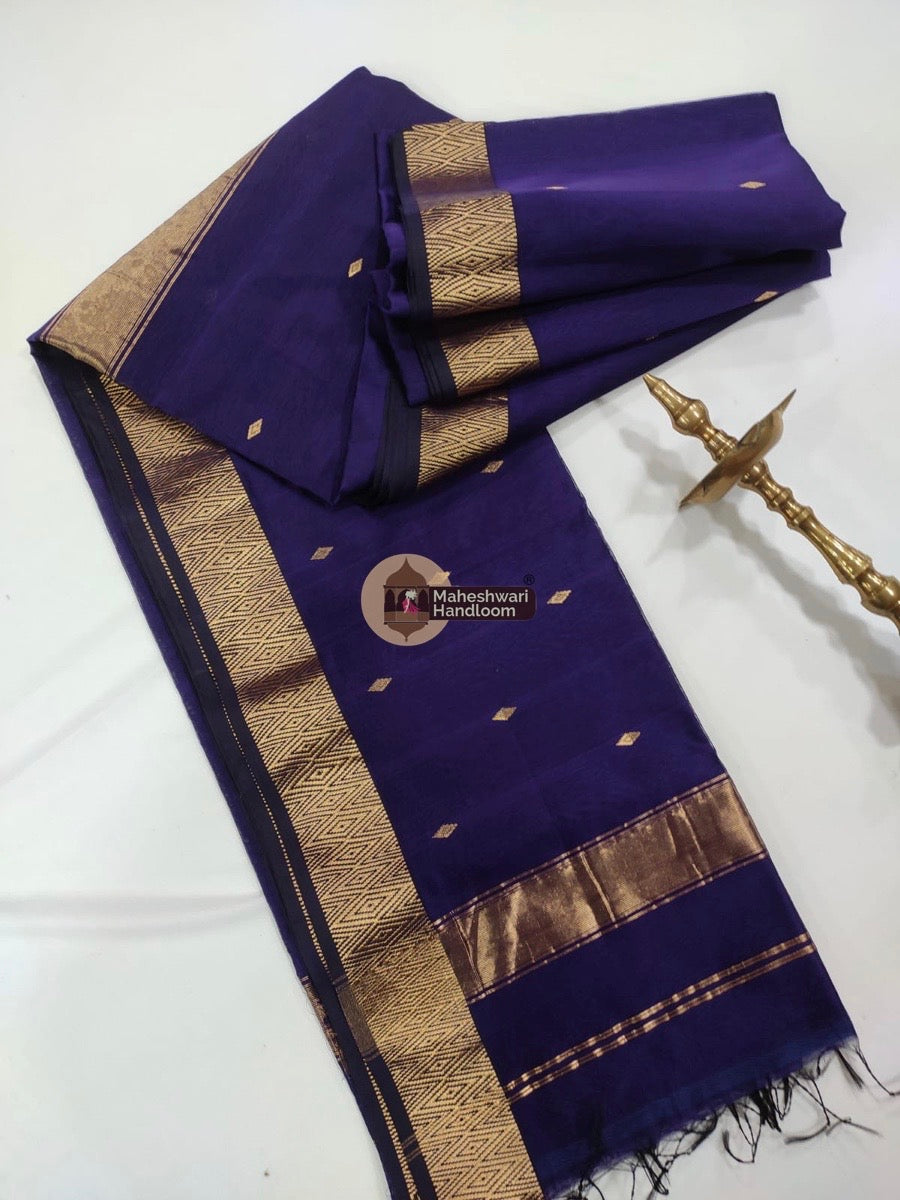 Maheshwari Violet Zari Butti Saree