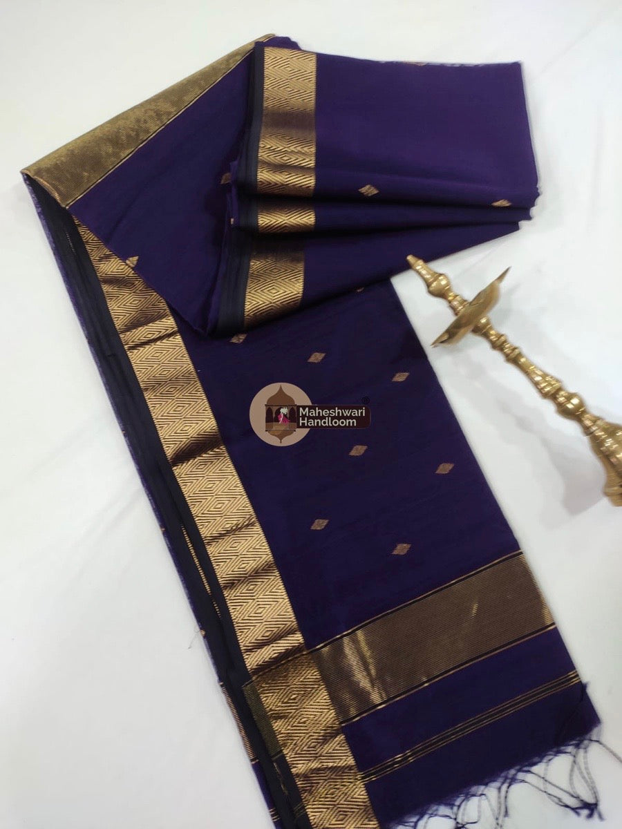 Maheshwari Violet Zari Butti Saree