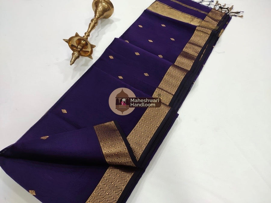 Maheshwari Violet Zari Butti Saree
