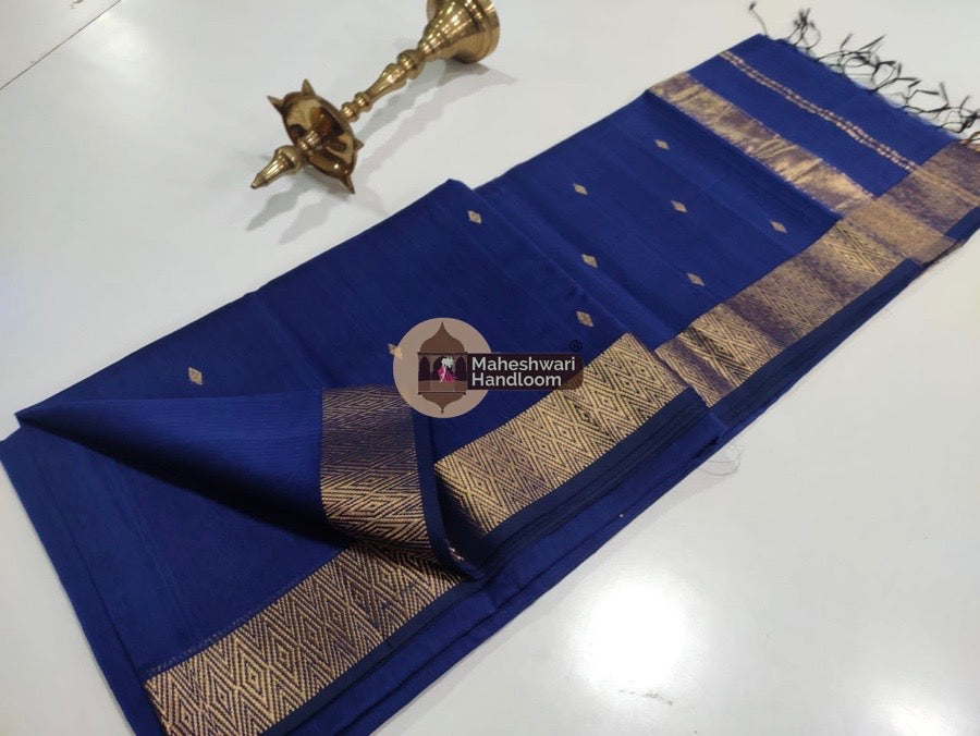 Maheshwari Blue Zari Butti Saree 08