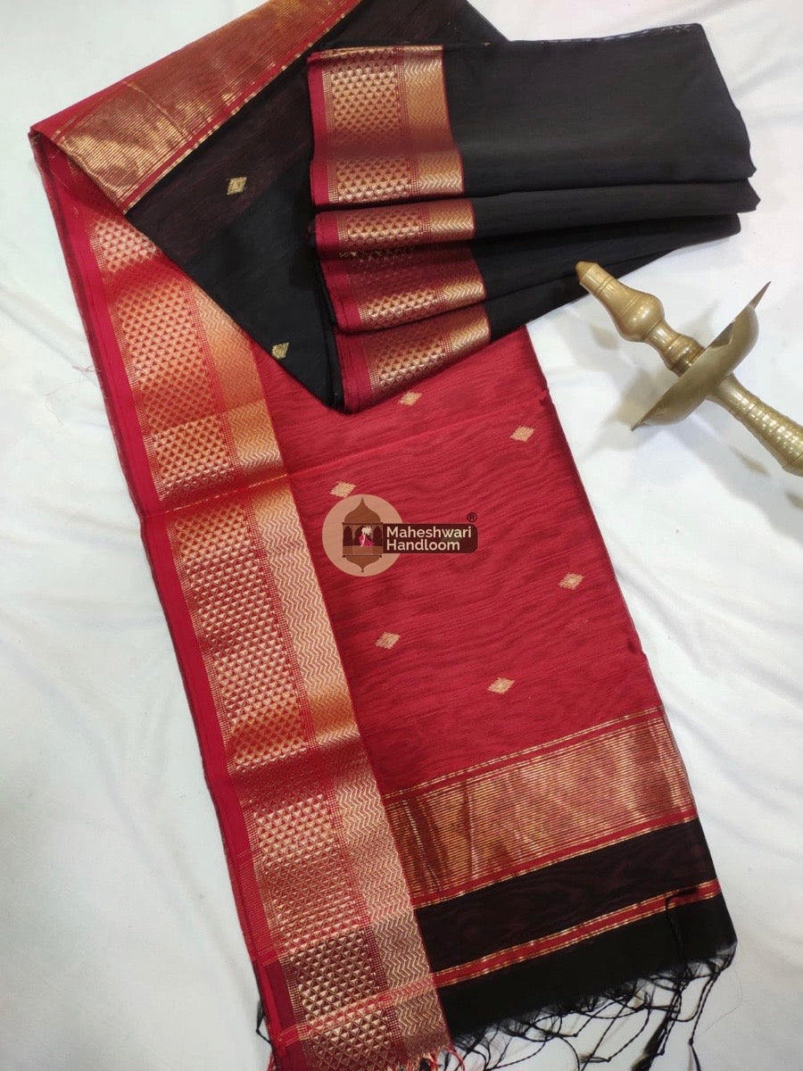 Maheshwari Black Zari Butti Saree