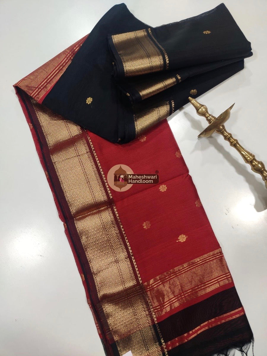 Maheshwari Black Zari Butti Saree