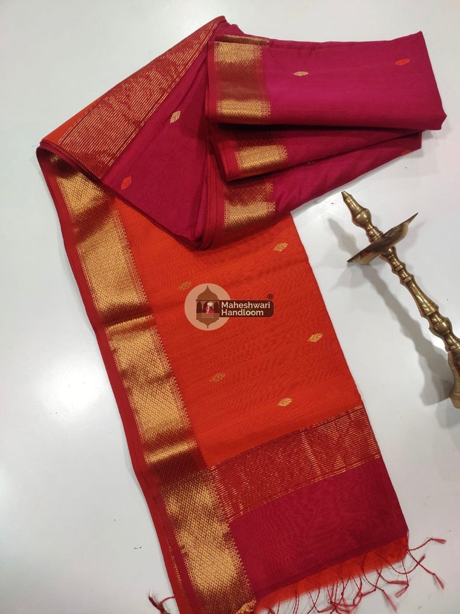 Maheshwari Rani Pink Zari Butti Saree