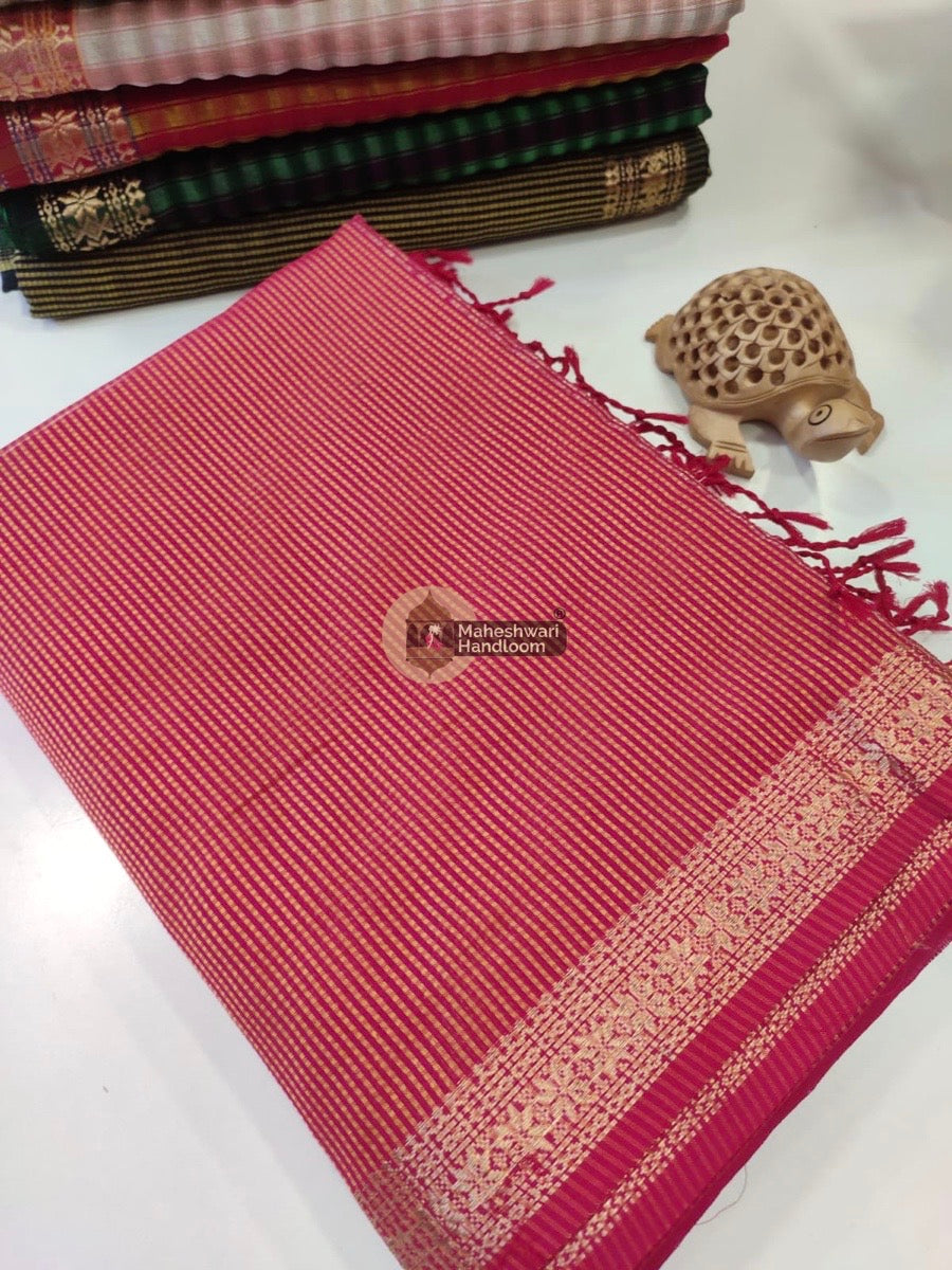 Maheshwari Red-Yellow Garbha Reshmi 75% Mulbury Silk Saree 014