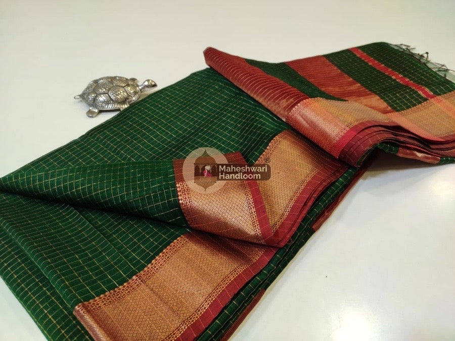  Green Zari Checks Saree 03