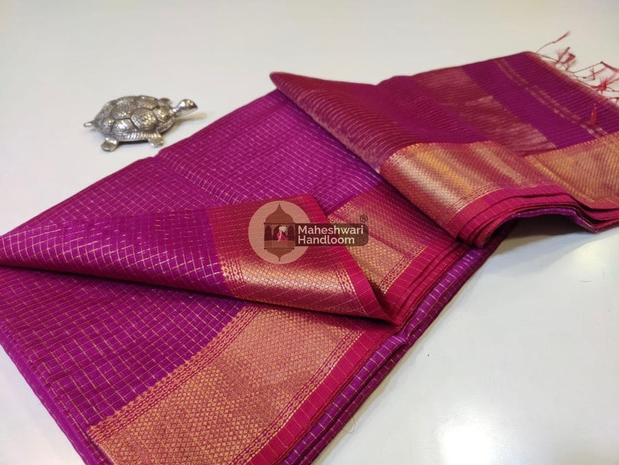 Magenta Zari Checks Saree 026