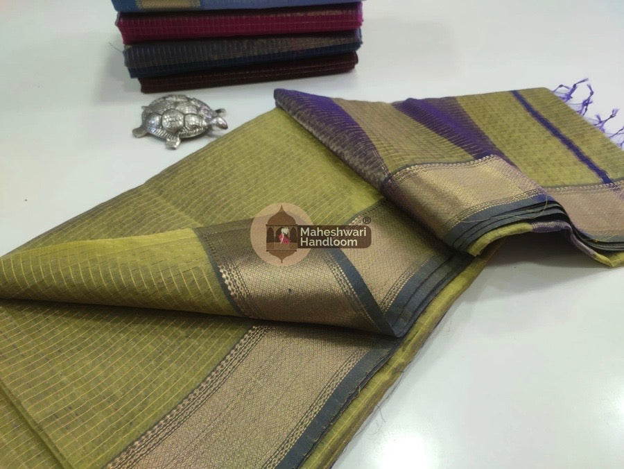 Mehendi Green Zari Checks Saree 020