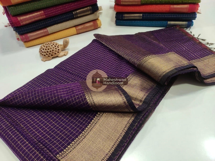 Violet Zari Checks Saree 011