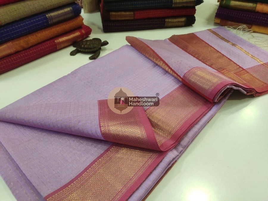 Lavender Zari Checks Saree 014