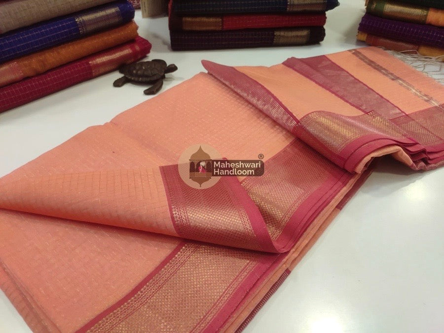 Peach Zari Checks Saree 051