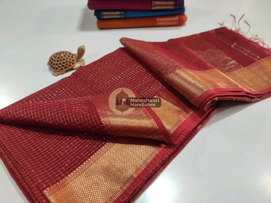 Rust Zari Checks Saree 029