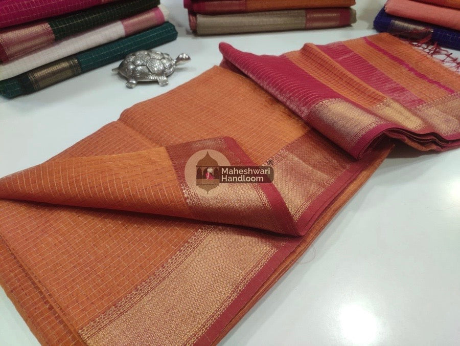 Mustard Zari Checks Saree 027