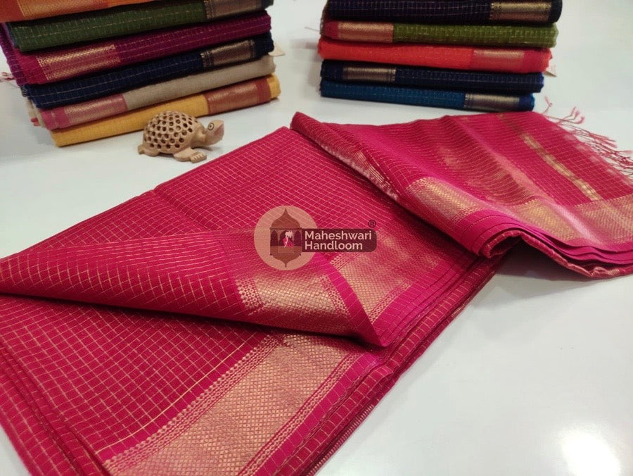 Rani Pink Zari Checks Saree 012