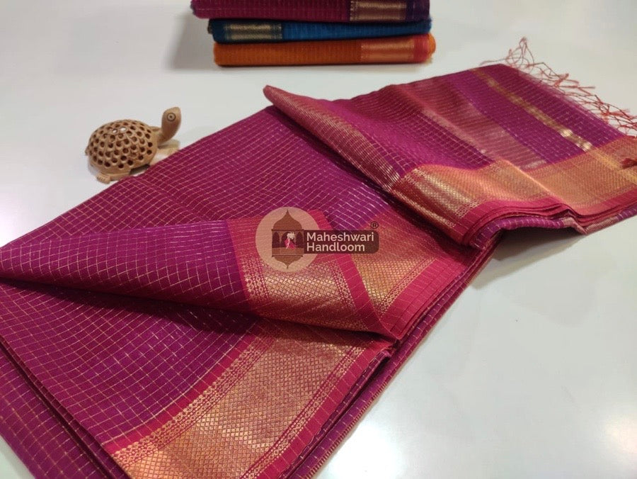 Magenta Zari Checks Saree 041
