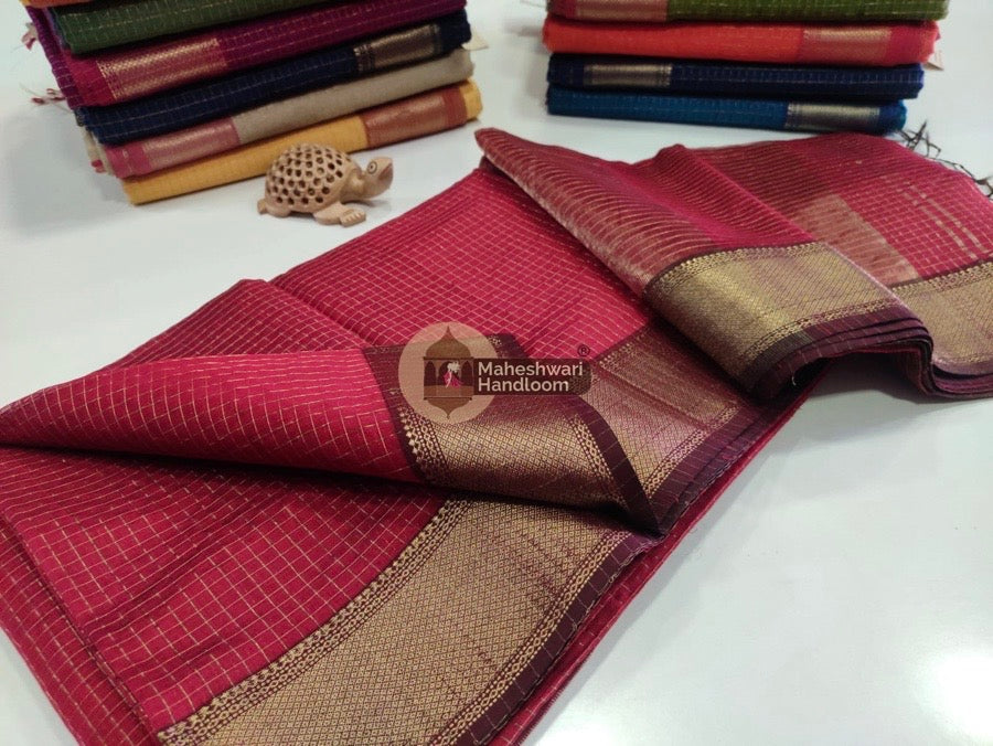 Red Zari Checks Saree 034