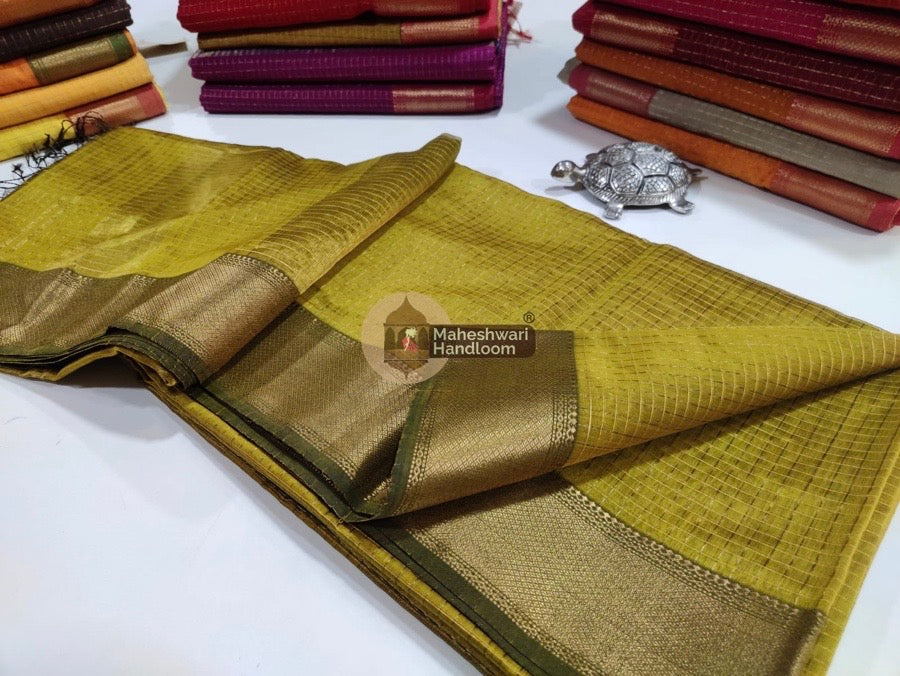 Mehendi Green Zari Checks Saree 022